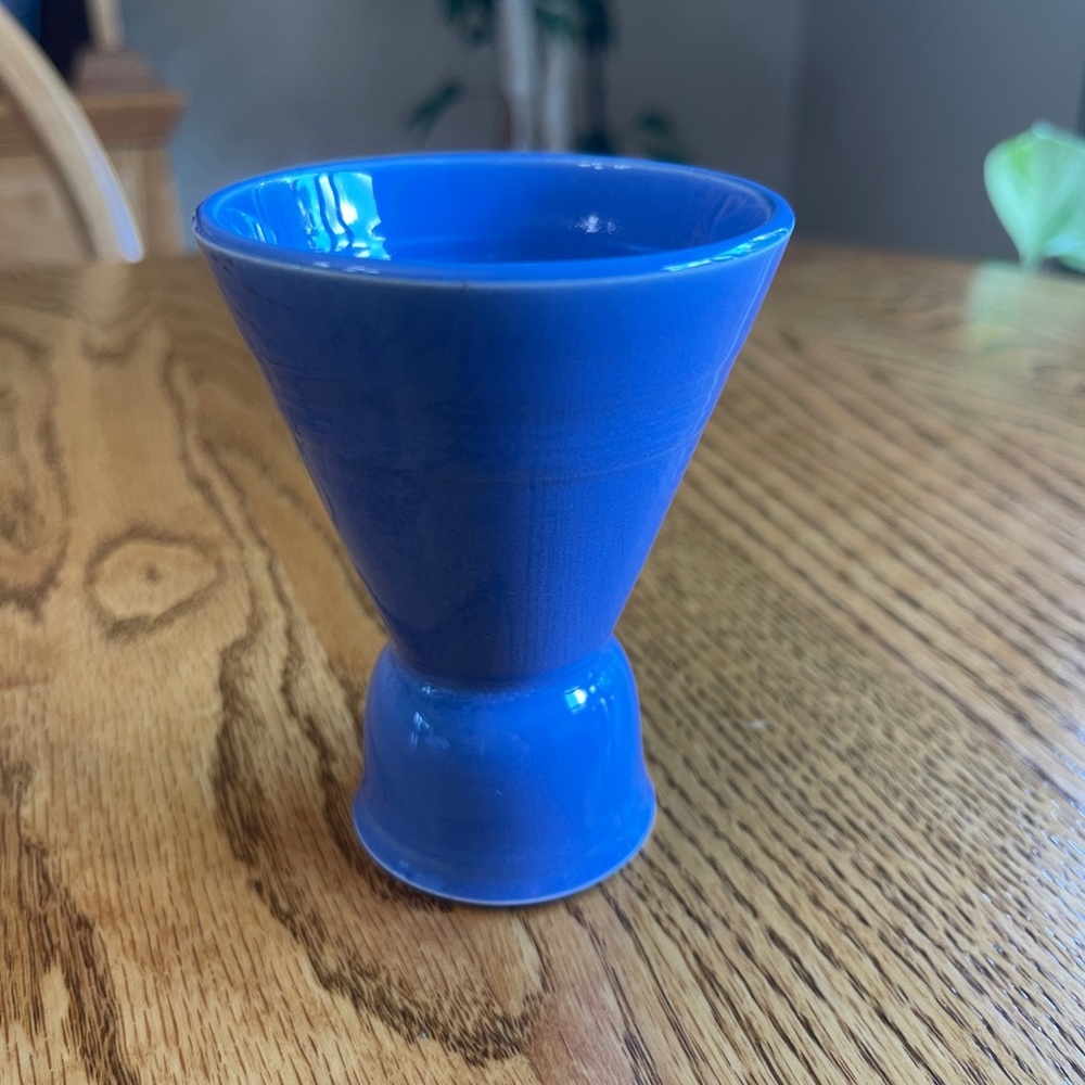 Vintage Homer Laughlin Harlequin Fiesta Double Egg Cup Mauve Blue Reversable - Picture 3 of 8